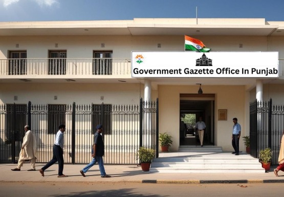 Punjab government office with tax settlement signage